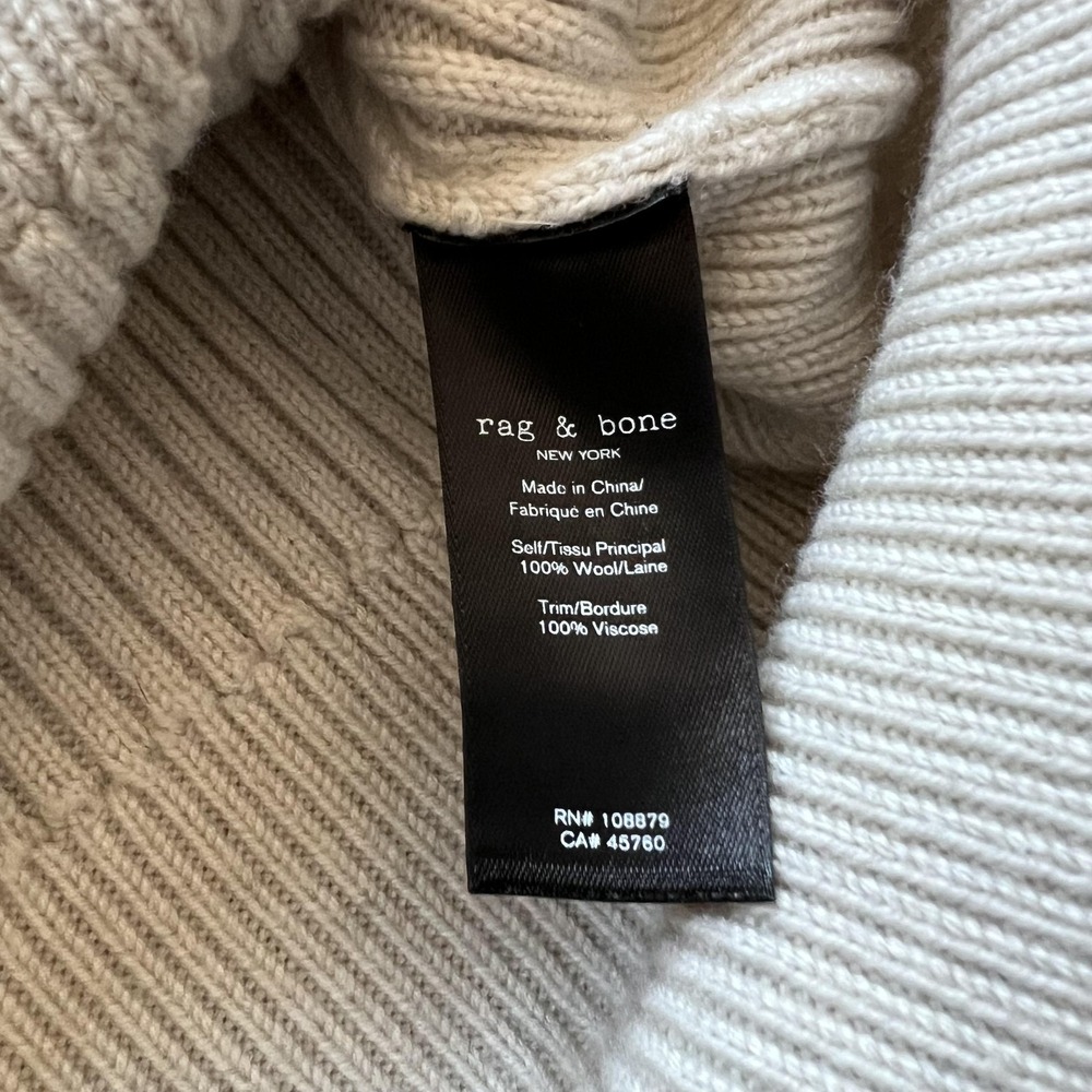 Rag & Bone Nikole Ribbed Knit Patch Shoulder Pullover Sweater Womens XL Beige - Picture 6 of 14
